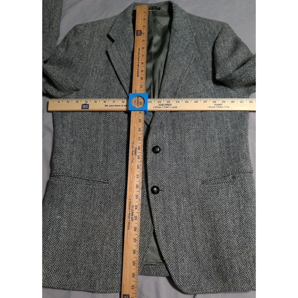 Vintage Harris Tweed Blazer Mens 40 42 Gray Herringbone Wool Anderson-Little USA